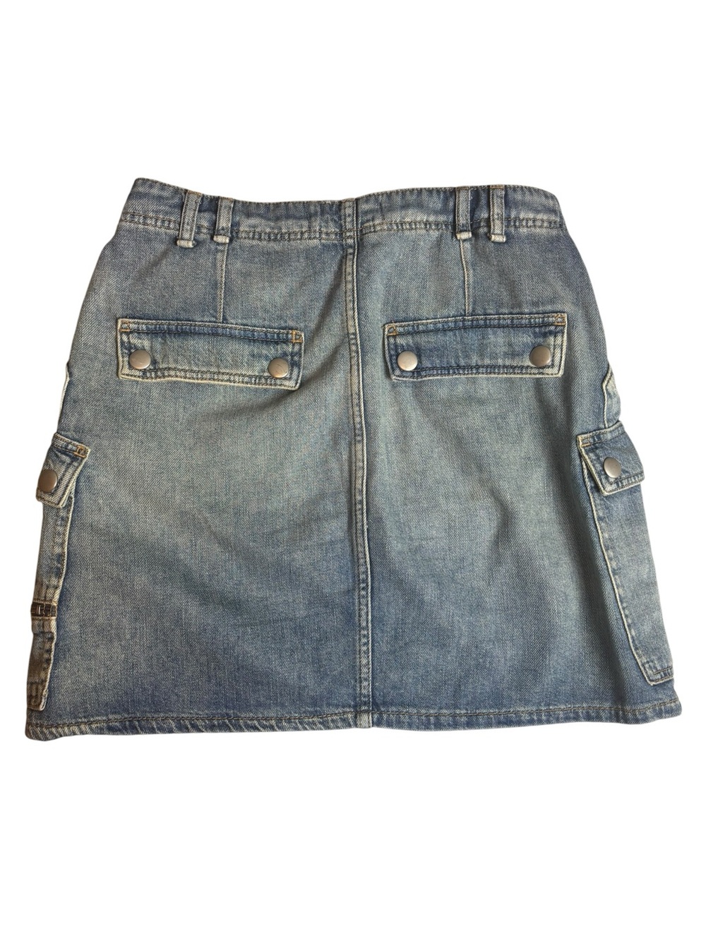 We The Free People Women's Icon Wash Blue Denim Jean Mini Cargo Skirt Size 29 - Picture 4 of 15